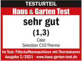 CASO Selection C 10 Thermo Design koffiezetapparaat – roestvrijstalen behuizing, 1,2 l isotherme karaf (10 kopjes), touchbediening en timer, Aroma PLUS-functie, permanent filter, antidruppelfilter