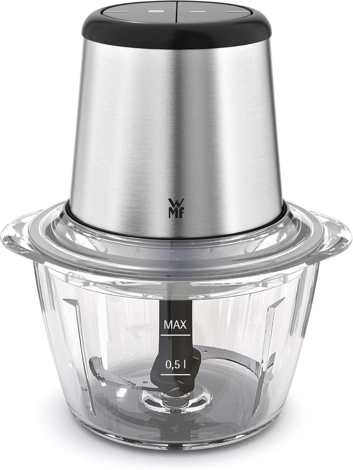 WMF Kult X Edition Zerkleinerer Elektrisch Met Glasbehälter, Blitzhacker 320 W, 2 Geschwindigkeitsstufen, Großer Mixbehälter, Cromargan Matt Kitchen Naty Shop