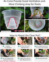 Orchideebloempot met drainagegaten voor verplanten, uitstekende luchtcirculatie, 2 stuks, dubbellaags plastic, keramische orchideeënplanter, transparante orchideebloempot, decoratief