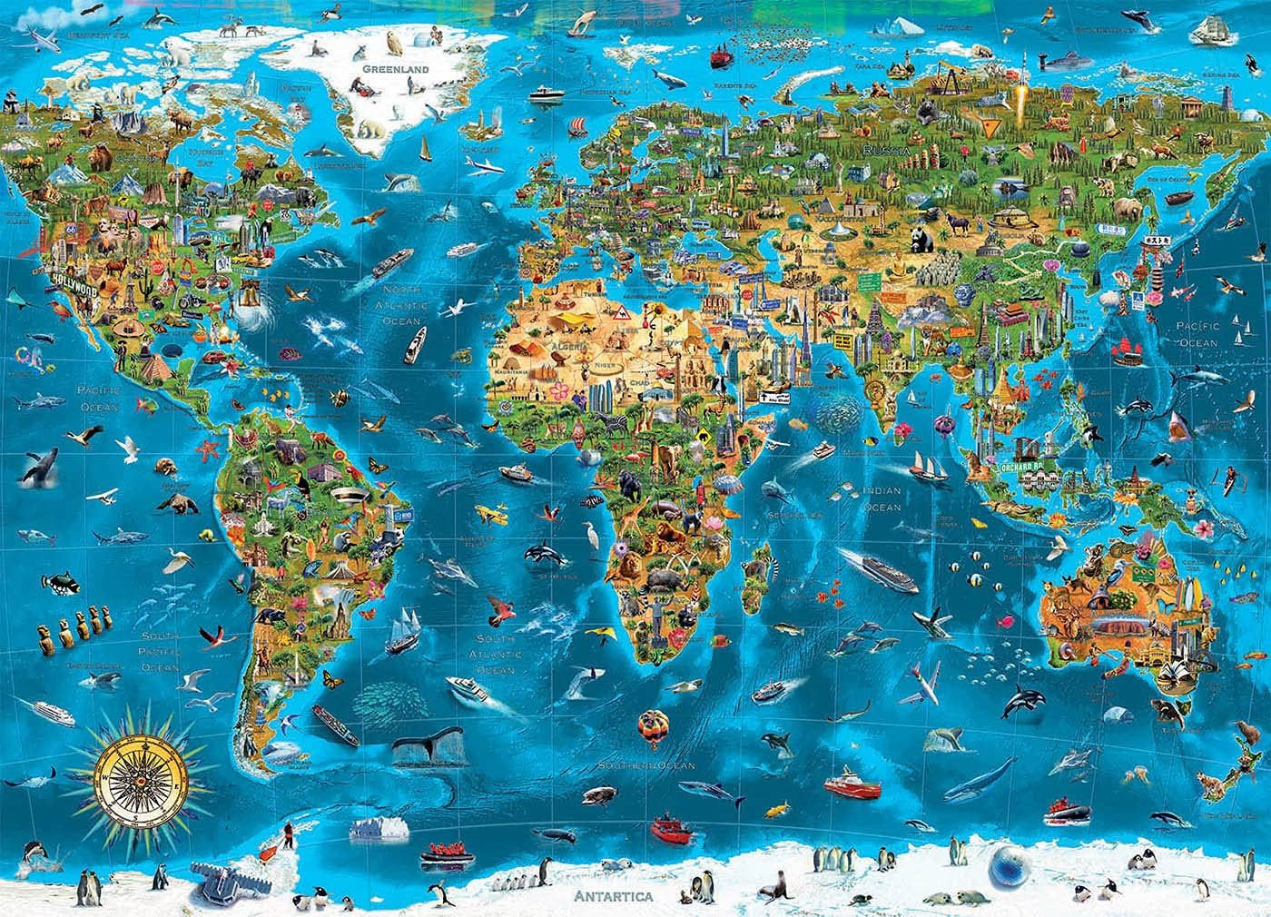Educa - Wereldwonder, puzzel 12000 stukjes volwassenen en kinderen vanaf 14 jaar, wereldkaart (19057) Puzzel Naty Shop