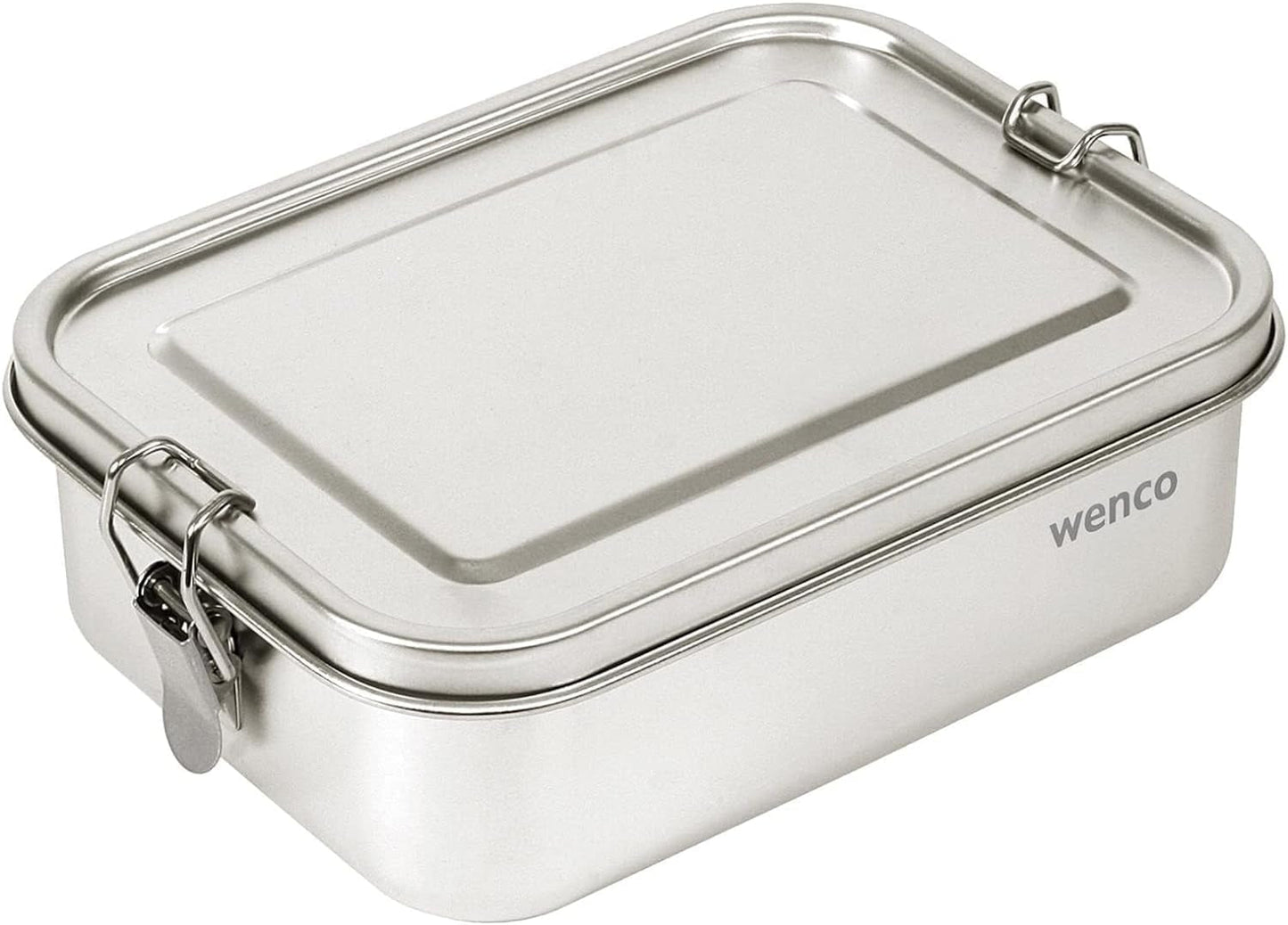 Wenco roestvrijstalen lunchbox 2 compartimenten grote capaciteit 850 ml lunchbox waterdicht vaatwasmachinebestendig inclusief vervangende siliconen ring 18,5 x 14 x 5,5 cm zilver (2 stuks) Naty Shop voedselbewaardozen 850 ml