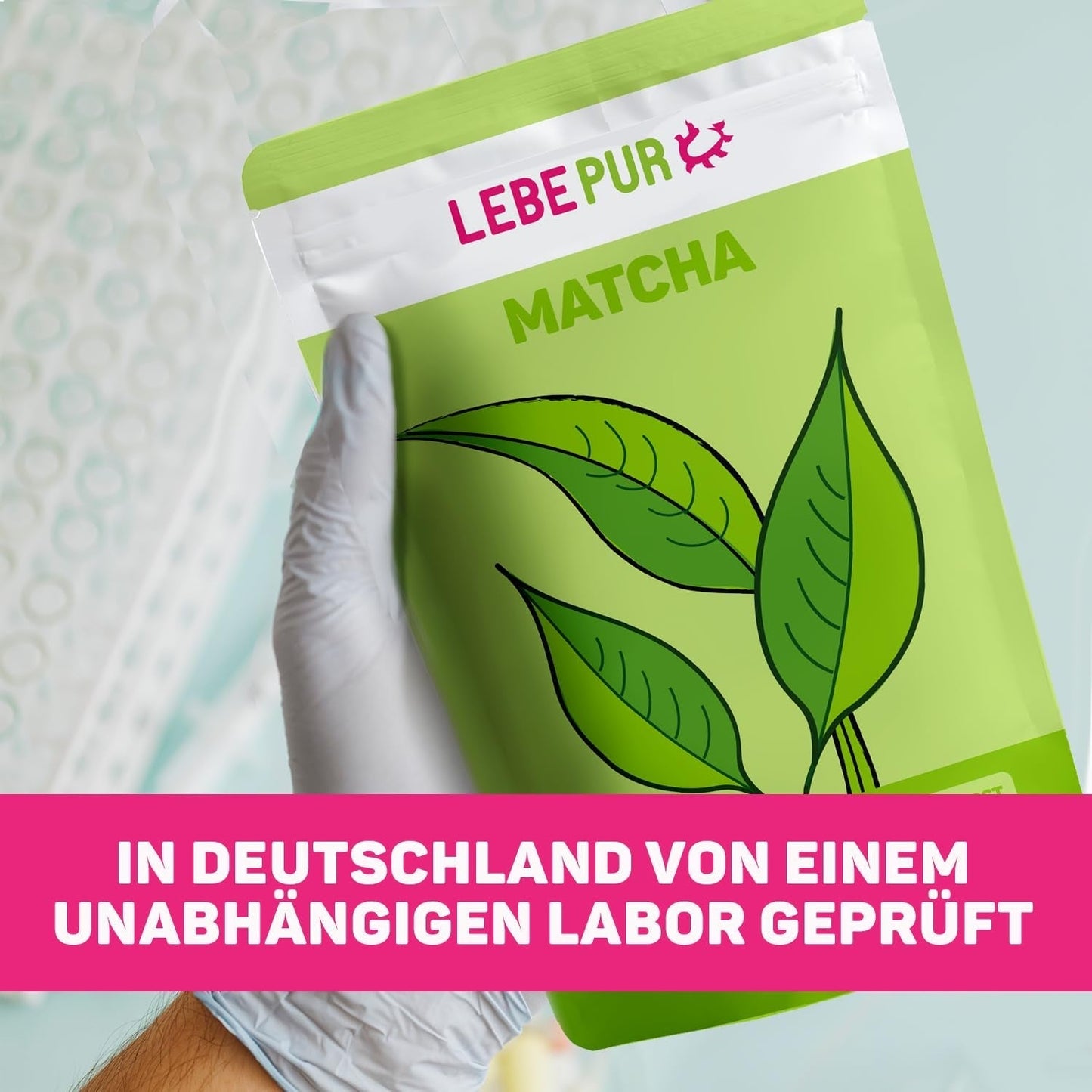Lebepur BIO Matcha Poeder 100G - Premium Kwaliteit uit Japan Geen Additieven - 100% Pure Groene Thee Poeder voor Matcha Latte, Matcha Thee, Groene Thee, Smoothie - Japanse Groene Thee