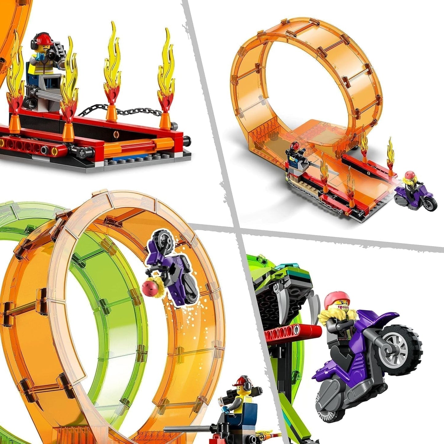 LEGO 60339 City Stuntz Stuntzshow dubbele loopingset, incl. oprit, monstertruck, 2X motorfiets en 7 minifiguren, speelgoed voor kinderen vanaf 7 jaar Bouwsets Besuche den LEGO-Store