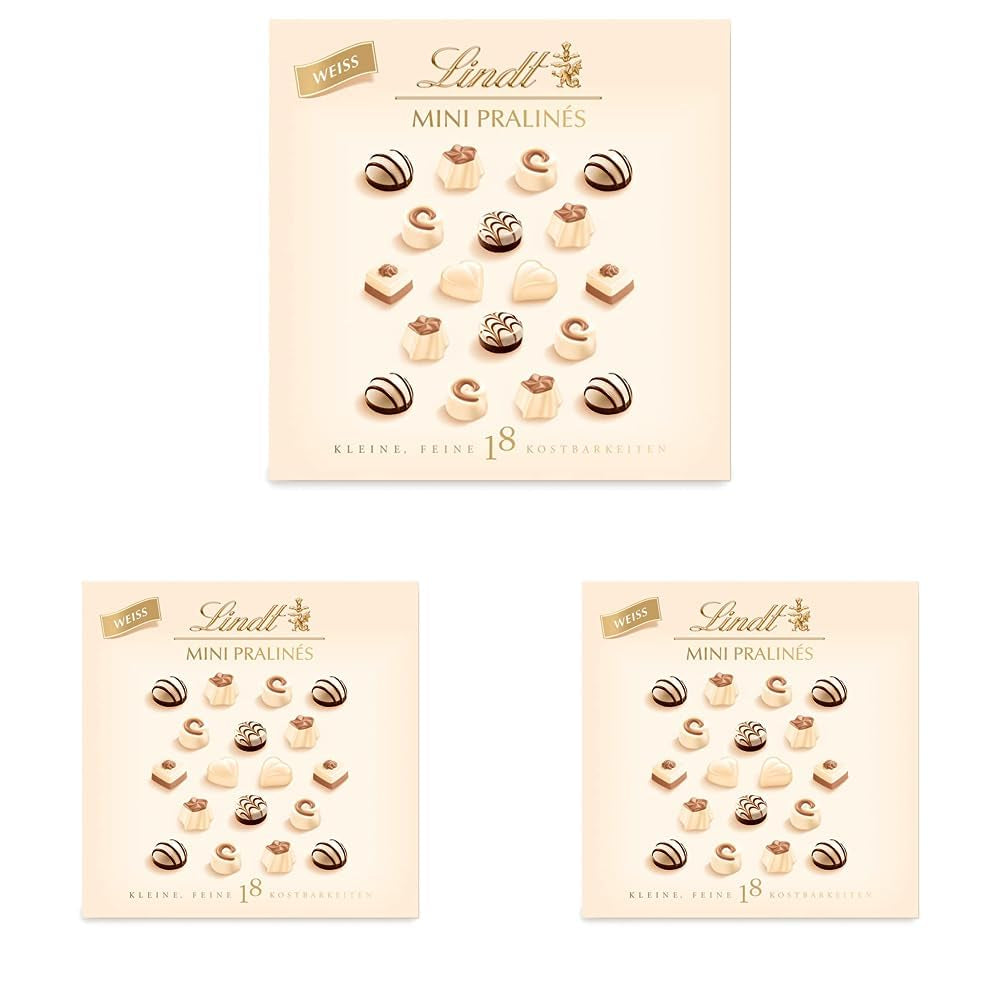 Chocolade - Mini Witte Pralines | 90 gram | Doos met 18 pralines in 6 heerlijke assortimenten | Geschenk van chocolade | Chocoladecadeau (pak van 3)