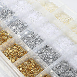 GZMAYUEN 920 Stuks Goud Zilver Plaksteen Perlen Voor Nagel, Halbrunde Weiße Beige Nagel Perlen, Kleine Halbrunde Plaksteen Perlen Voor DIY Nail Art Decor