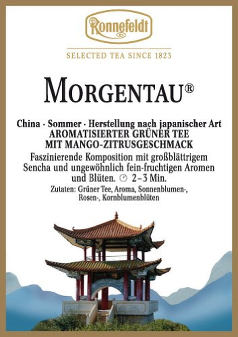 Ronnefeldt, groene thee op smaak gebracht met mango en citrus, 100 g, verpakking van 4