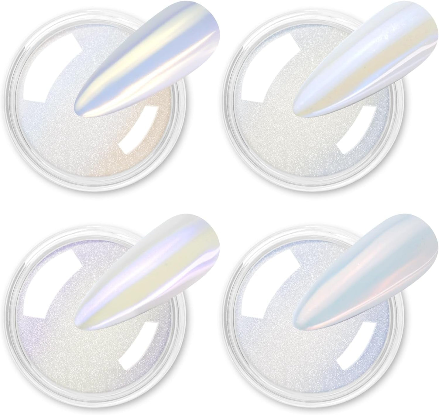 Chrom Nagel Pulver 4 Kleuren Iriserendes Aurora Pulver Metallic Spiegeleffect Pigment Parelmoer Meerjungfrau Glitter Einhorn Glitter voor Gel Polish Nail Art Decoratie-Purpurgrüner Jadeit