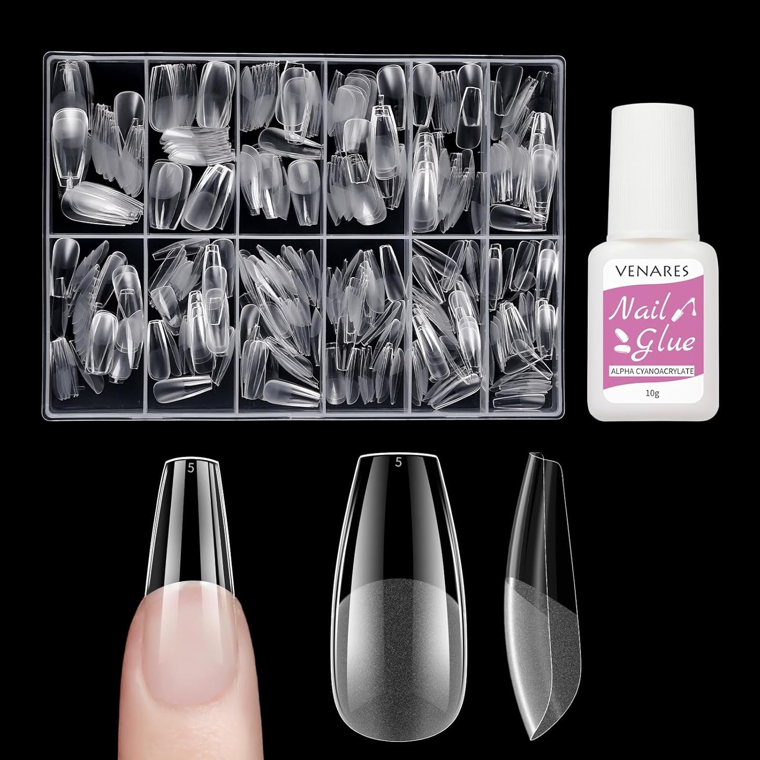 Korte Kunstnagels Ballerina 500 stuks Lijm op 12 Maten Kunstnagels Korte Zachte Gel Volledige Dekking Nageltips Voor Gelnagels Korte S