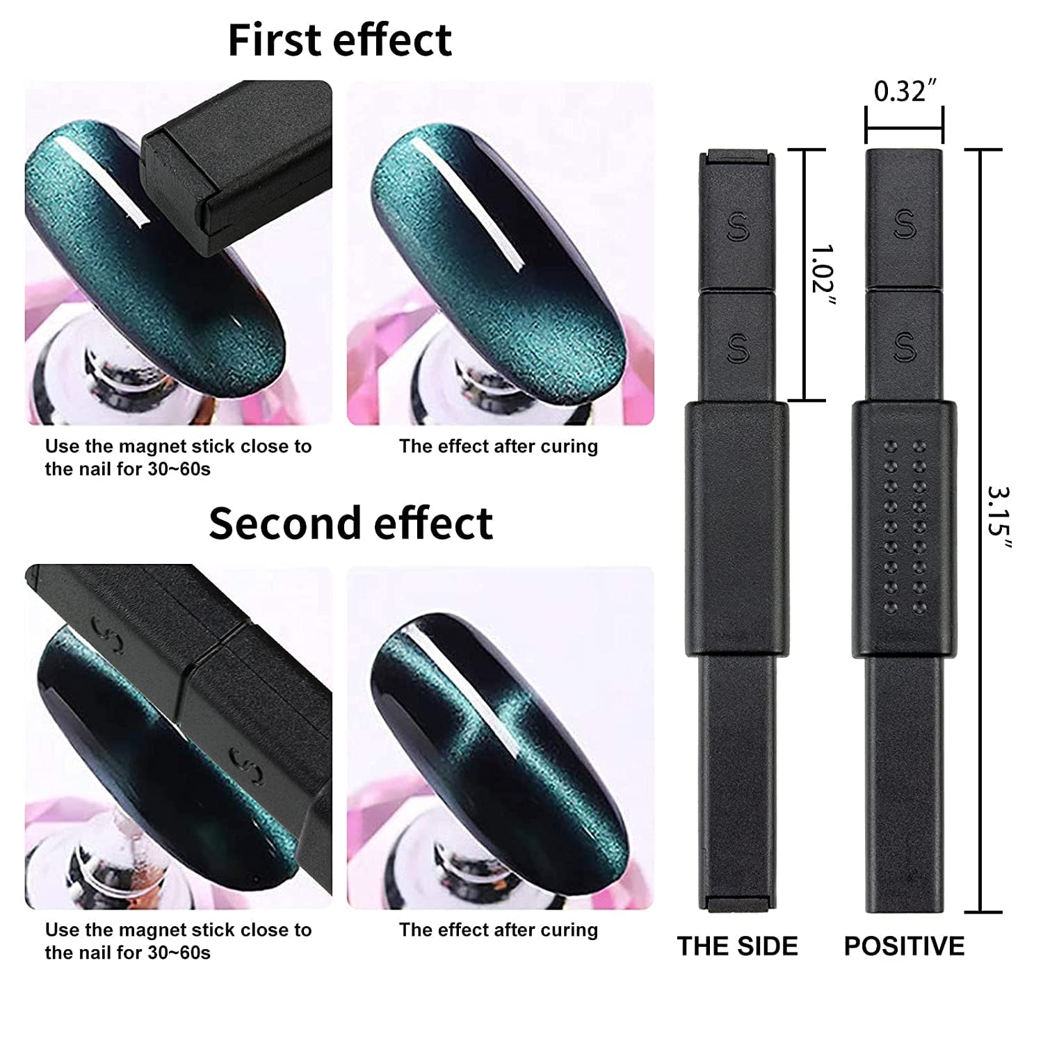 Nail Art Werkzeug Magnetstift, 10 Stück Nagel Magnet Stick Tool Set, Nagel Magnet Stift en Starker Magnet Stock Punktierungsstifte Für DIY 3D Magnetics Katzenauge UV Gel Polnisch Nagel Kunst