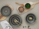CreaTable, 23588, MANDALA GOLD-serie - Zwart, 12-delige serviesset, porseleinen bordenset, vaatwasser- en magnetronbestendig, hoogwaardige productie