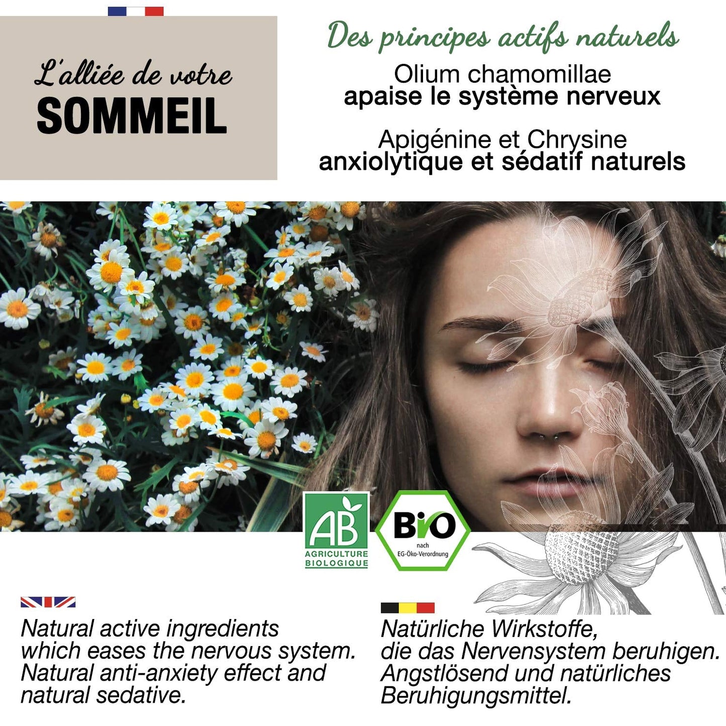 ORIGEENS Biologische Kamillebloementhee uit Europa, 100 g | Losbladige thee, biologische thee voor slaap en spijsvertering | Duitse Kamille | Gecertificeerd en verpakt in Duitsland