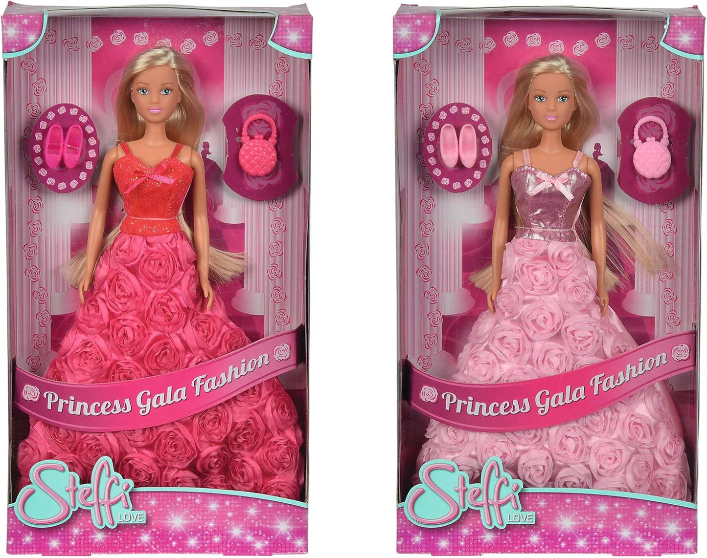 Simba 105739003 - Steffi Love Princess Gala Fashion, 2-Fach Sortiert, es Wird nur EIN Artikel geliefert, Spielpuppe als Prins in traumhaften Rosenkleid met Handtas, 29cm, ab 3 Jahre