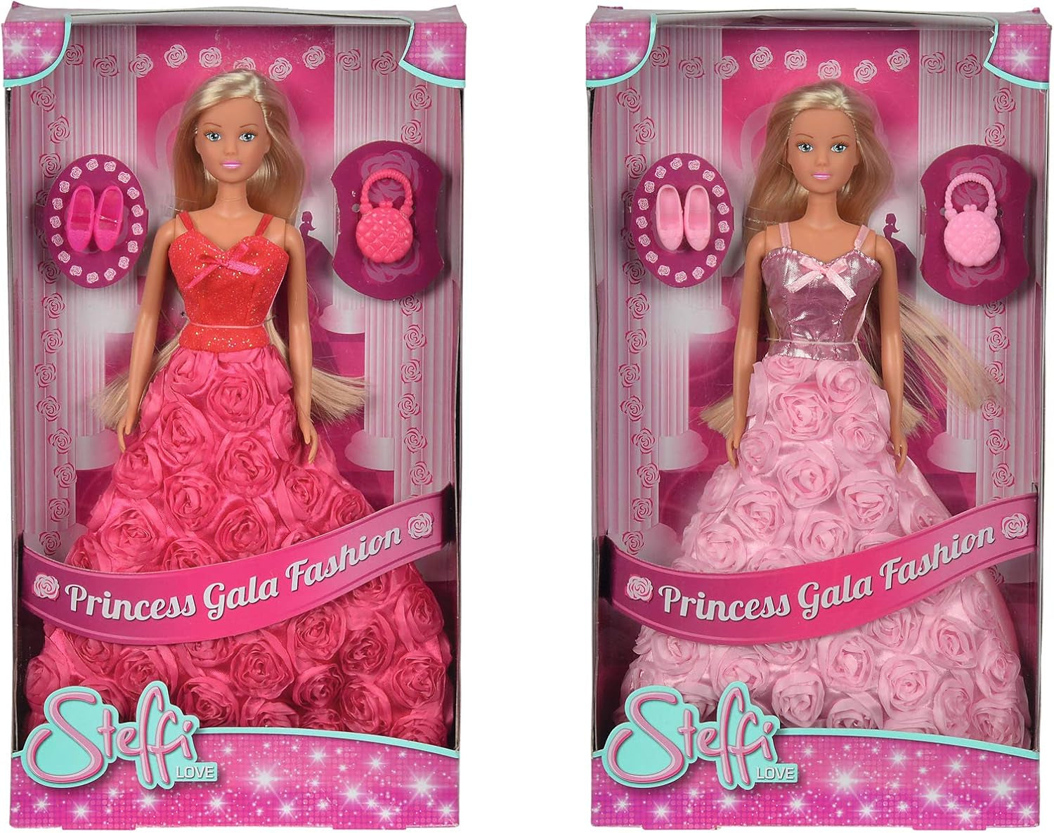 Simba 105739003 - Steffi Love Princess Gala Fashion, 2-Fach Sortiert, es Wird nur EIN Artikel geliefert, Spielpuppe als Prins in traumhaften Rosenkleid met Handtas, 29cm, ab 3 Jahre