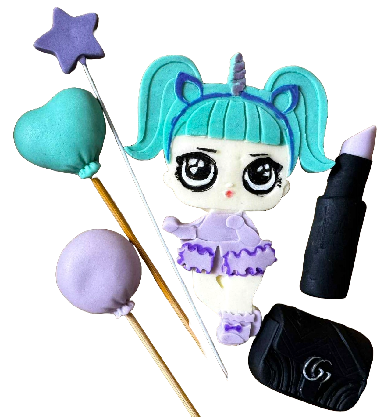 Set eetbare decoraties, LOL Doll Decorations van Sugar Paste Nati Shop