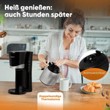 Clatronic® koffiezetapparaat met thermoskan | voor 8-10 koppen koffie | zonder temperatuurverlies | koffiezetapparaat met filter | 1 liter | Espresso | Filterkoffiezetapparaat met thermoskan | KA 3327 zwart