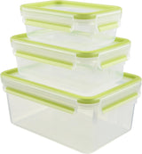 Emsa 515585 Voedselclip & Sluiting | 3-delige set | kunststof | transparant / groen | 0,55 / 1 / 2,2 liter Voedselbewaardozen Naty Shop Groen 0,55 L+1,00 L+ 2,20 L