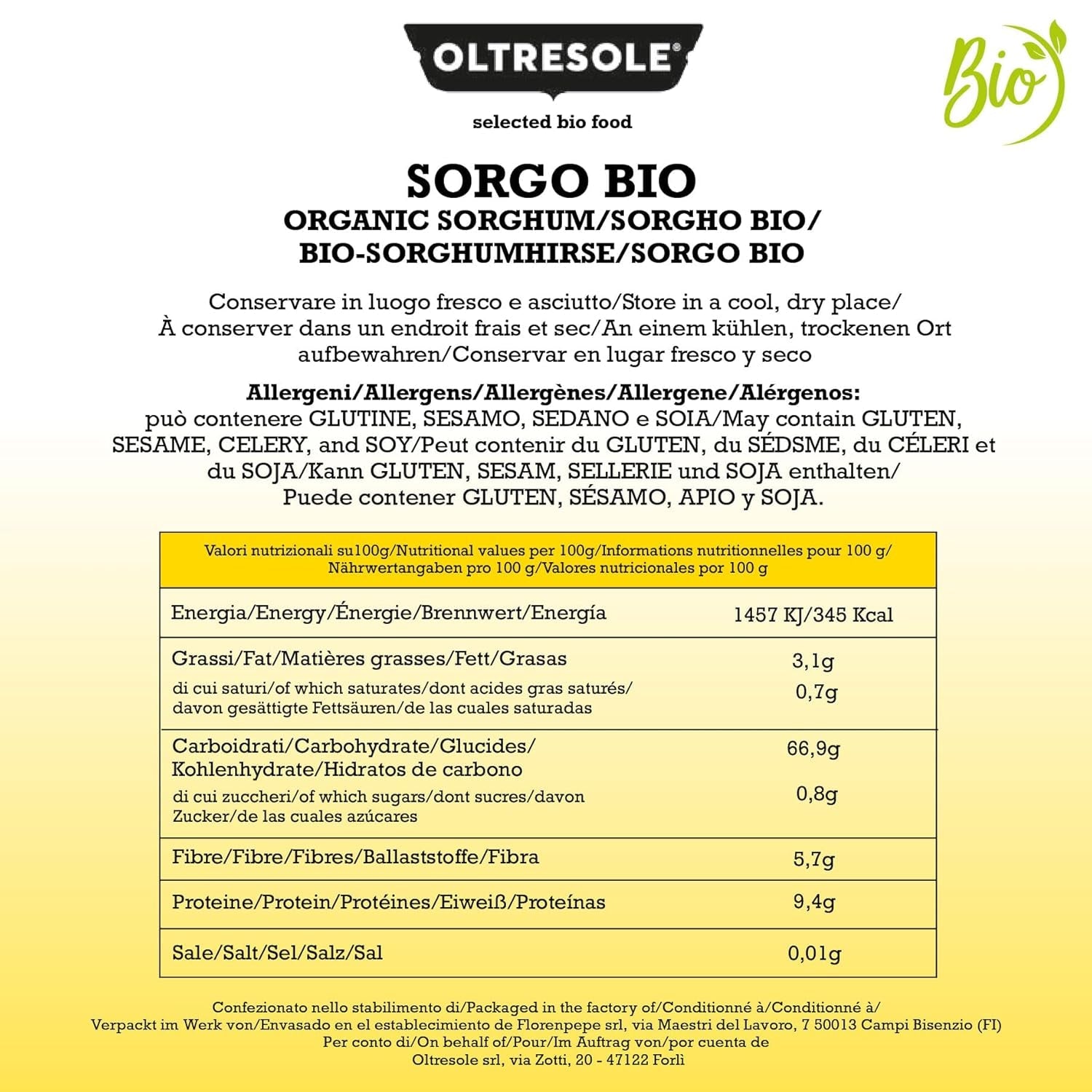 Biologische witte sorghum, 1 kg, gepeld, rauw graan, biologisch geteeld in Italië, ideaal pakket voor het hele gezin