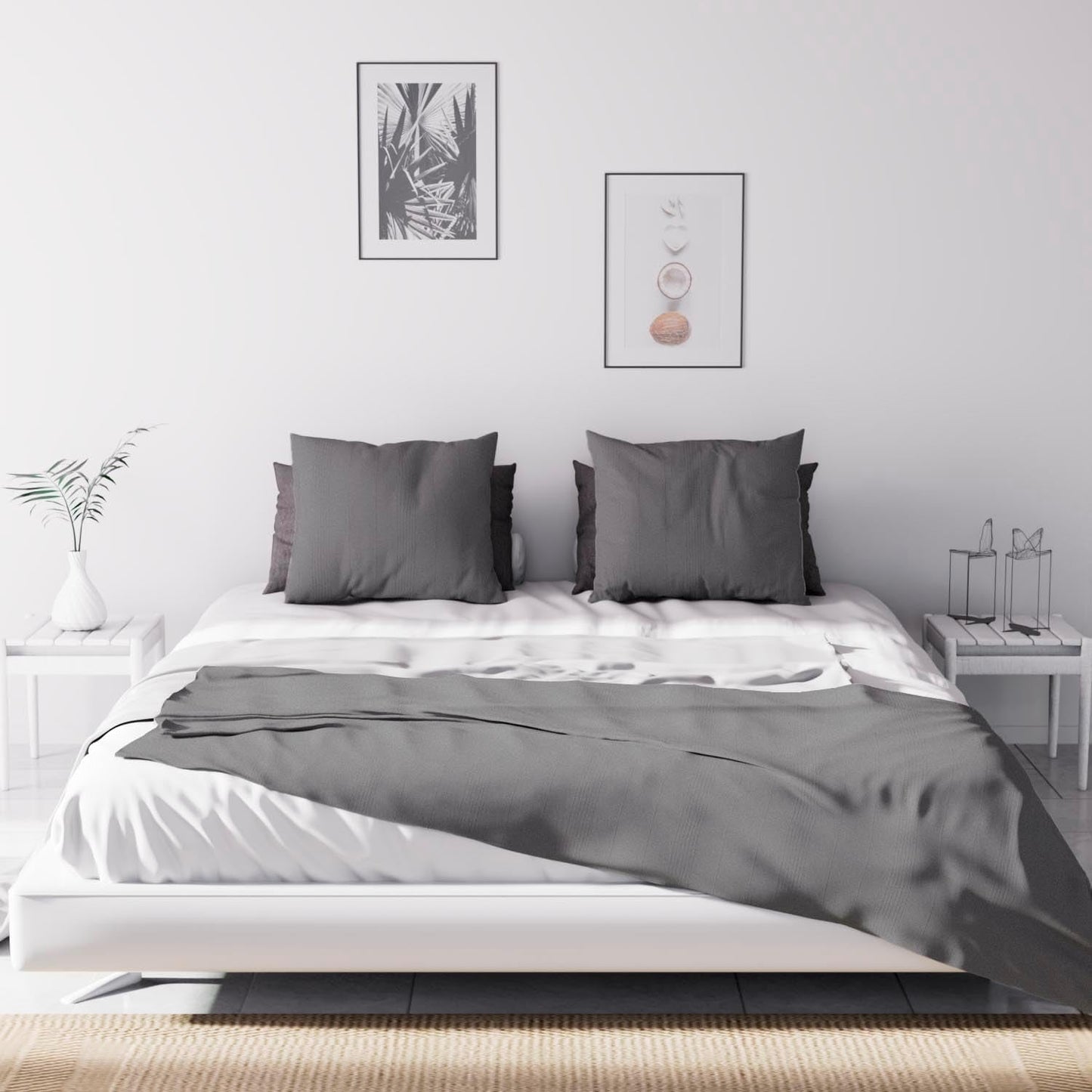 Soleil D'Ocre Adele, Zigzag hoes, Van de bank gegooid, Polykaton, Grijs, 220 X 240 Cm Dekbedden en dekbedden Naty Shop