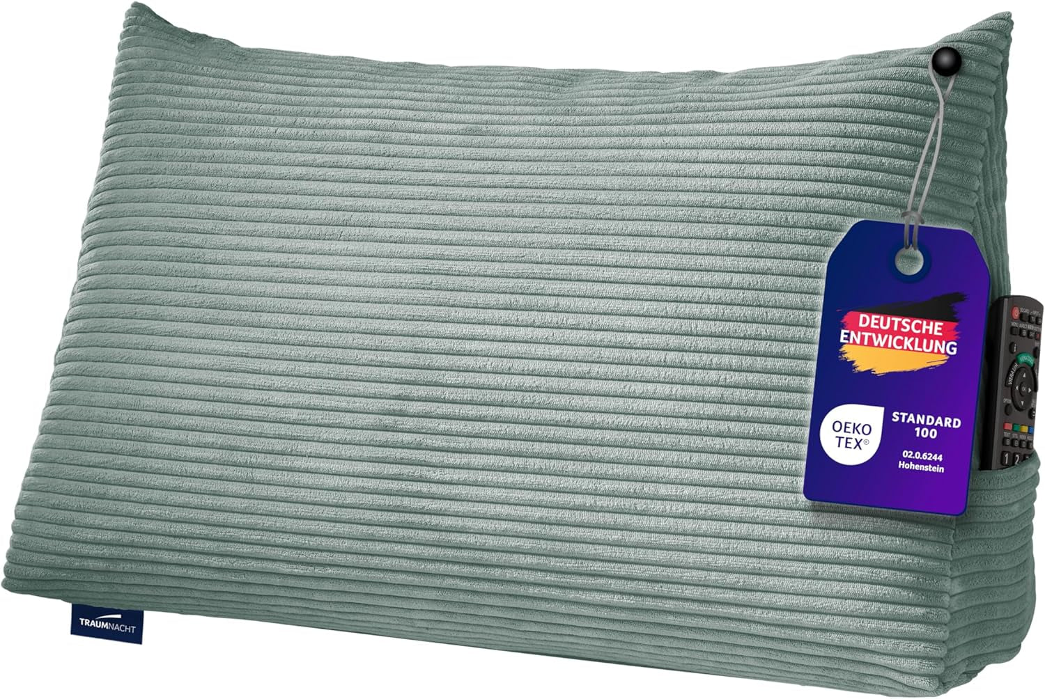 Traumnacht Cosy Back kussen, leeskussen, 70 x 40 cm beige, afneembare en wasbare hoes van 100% polyester, praktisch zijvak, Oeko-Tex gecertificeerd, geproduceerd volgens Duitse kwaliteitsnormen