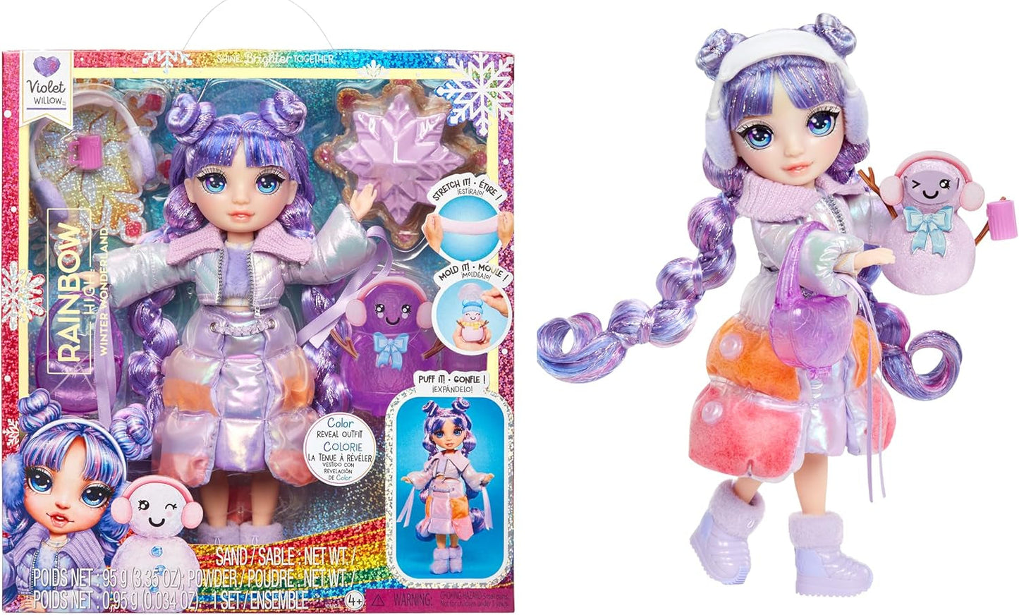 Rainbow High Winter Wonderland - Skyler (blauw) - 28 cm verborgen magische wateraccumulerende sneeuwmodepop met sneeuwpopset, geschikt voor 4-12 jaar oude kinderen en verzamelpoppen Naty Shop Violet (paars)