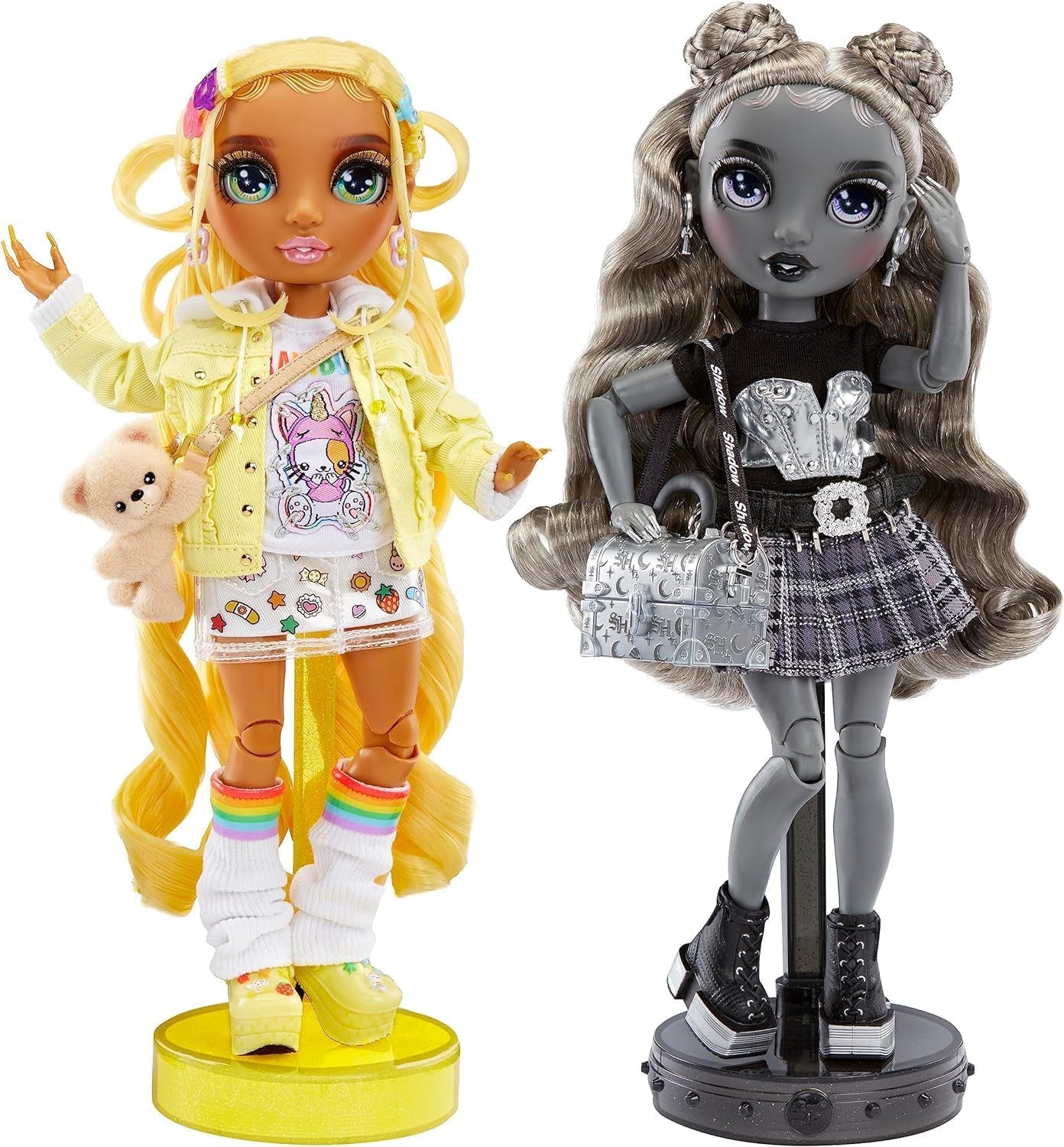 Special Edition Rainbow High Shadow High - Madison Twins Sunny en Luna - 2 modepoppen in gele en grijze designeroutfits, mix & match met accessoires - voor verzamelaars en kinderen van 4-12 jaar