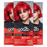 got2b Colour/Artist 097 Mermaid Green Level 2 (3x 80ml), tijdelijke haarverf laat het haar stralen in intense kleuren of pasteltinten, haarverf gaat 12-15 wasbeurten mee, vegan formule Naty Shop Haarverf 092 Red Lollipop