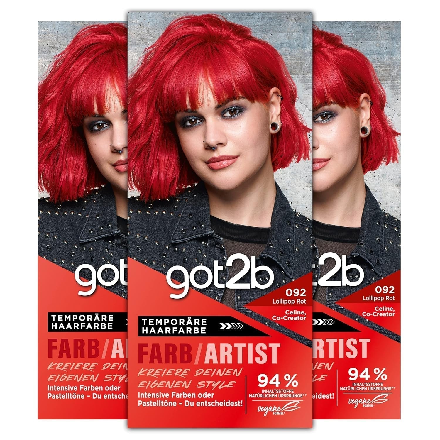got2b Colour/Artist 097 Mermaid Green Level 2 (3x 80ml), tijdelijke haarverf laat het haar stralen in intense kleuren of pasteltinten, haarverf gaat 12-15 wasbeurten mee, vegan formule Naty Shop Haarverf 092 Red Lollipop