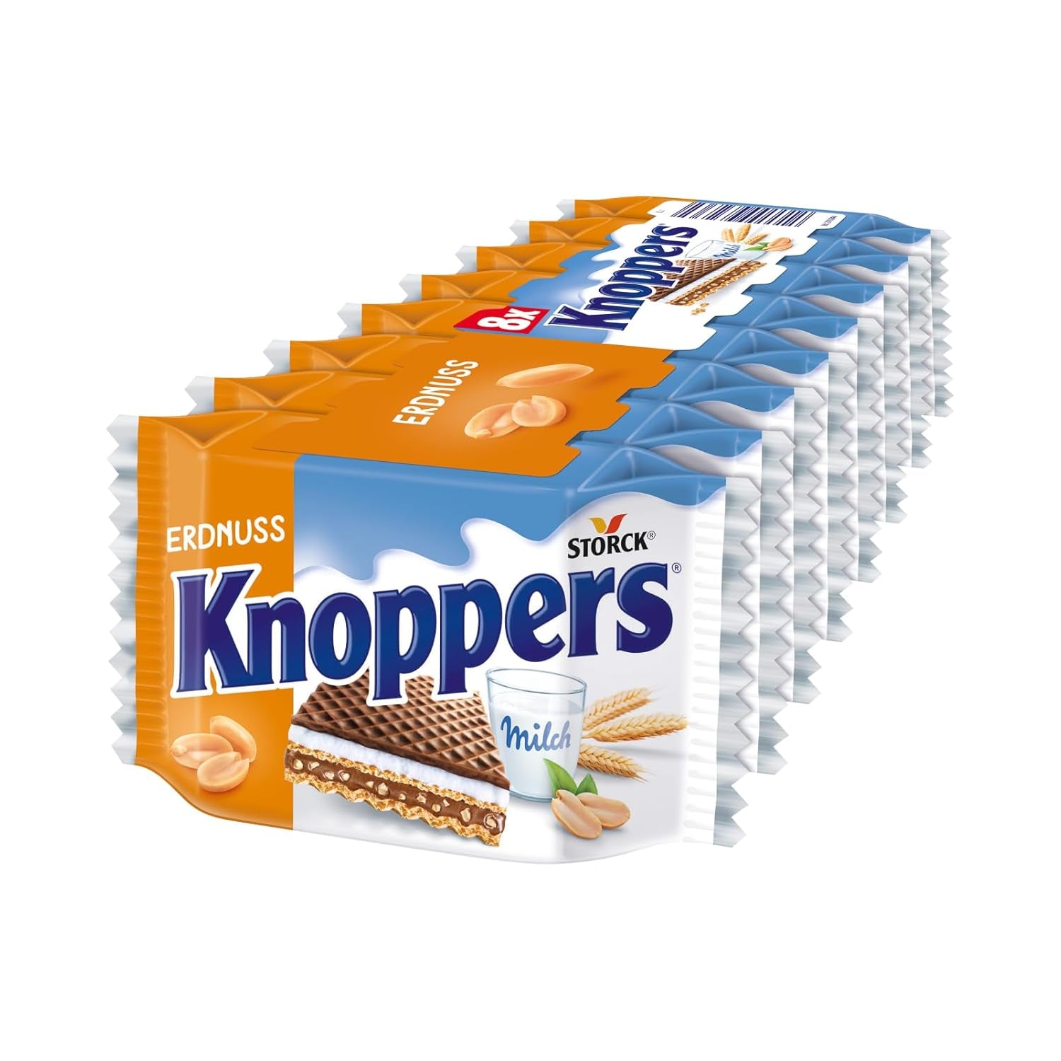 Witte en Zwarte Knoppers – 8 x 25 g – Wafelschijfjes gevuld met donkere cacaowafels, stukjes zwarte koekjes, melk en nougatcrème