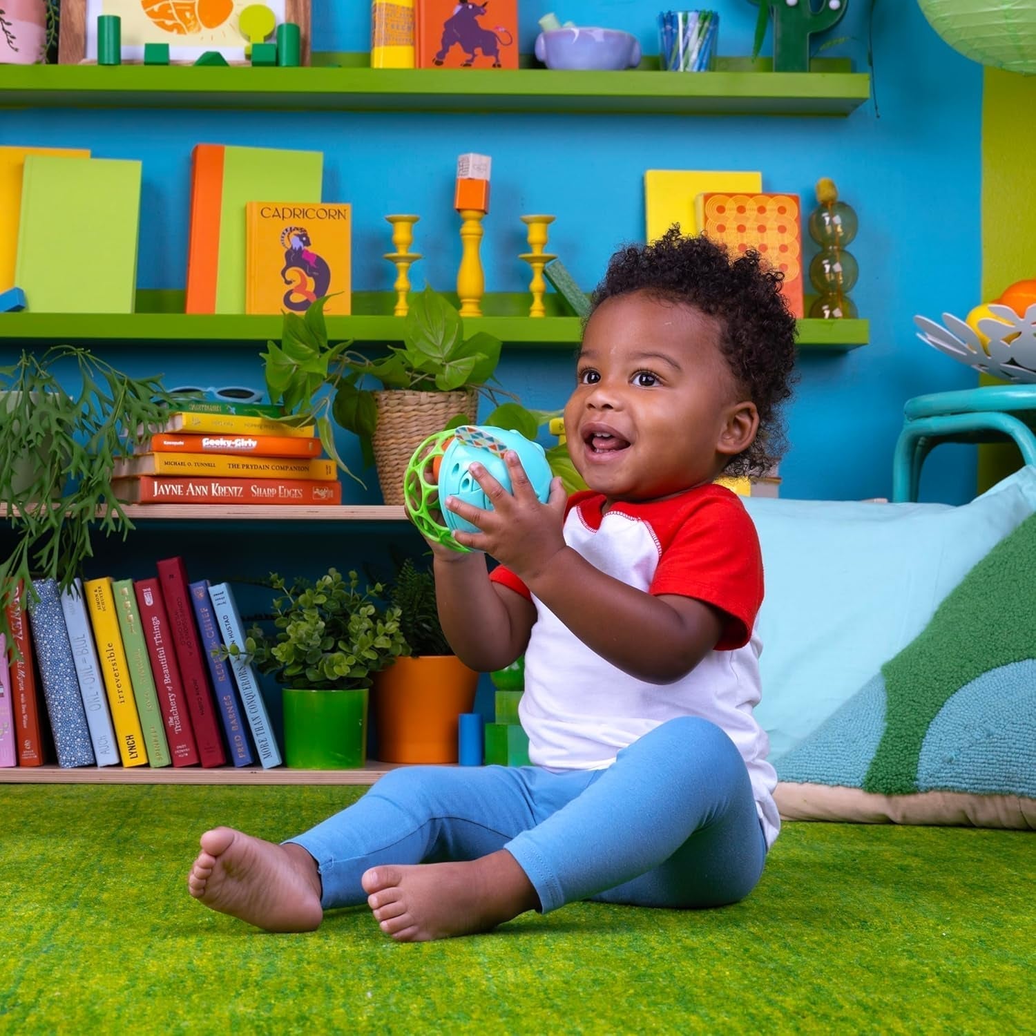 Bright Starts Giggle & Glow Bell Glow in the Dark Olifant Speelgoed Oball Gemakkelijk te vangen Newborn+ Unisex Babyspeelgoed Naty Shop