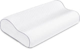 BDTFO Nekpijn Memory Foam Kussen Orthopedisch Cervicaal Contourkussen Neksteun voor de buikzijslaper met wasbare ademende ritssluiting Cervicale orthopedische kussens Naty Shop Wave Wit