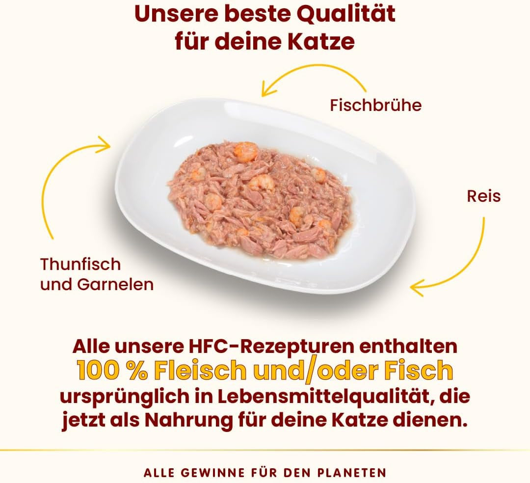 Almo Nature HFC natuurlijk kattenvoer - tonijn en garnalen, 24 stuks (24 x 70 g)