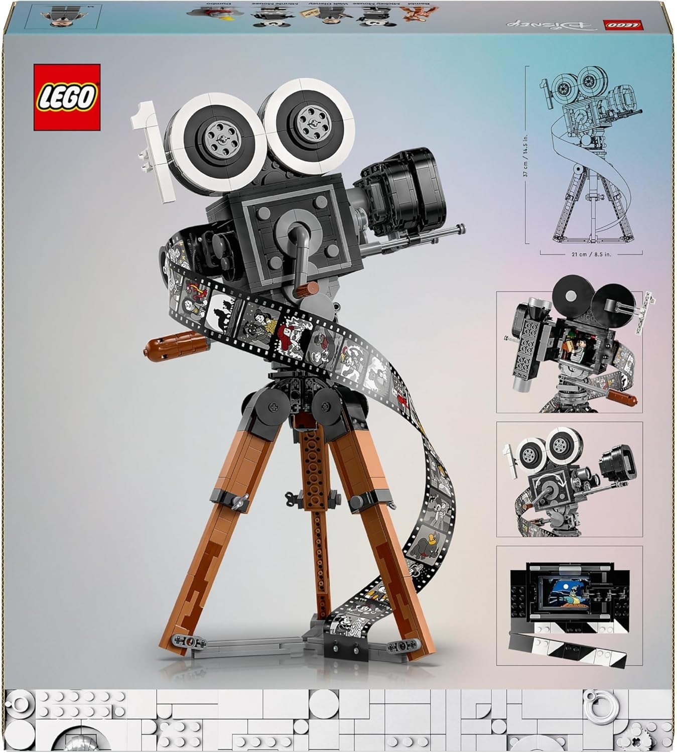 LEGO | Disney Camera - Eerbetoon aan Walt Disney, Set voor volwassenen met Mickey en Minnie Mouse minifiguren, Bambi en Dumbo figuren, Cadeau voor dames, heren en fans, Tentoonstelling 43230 Bouwsets Besuche den LEGO-Store