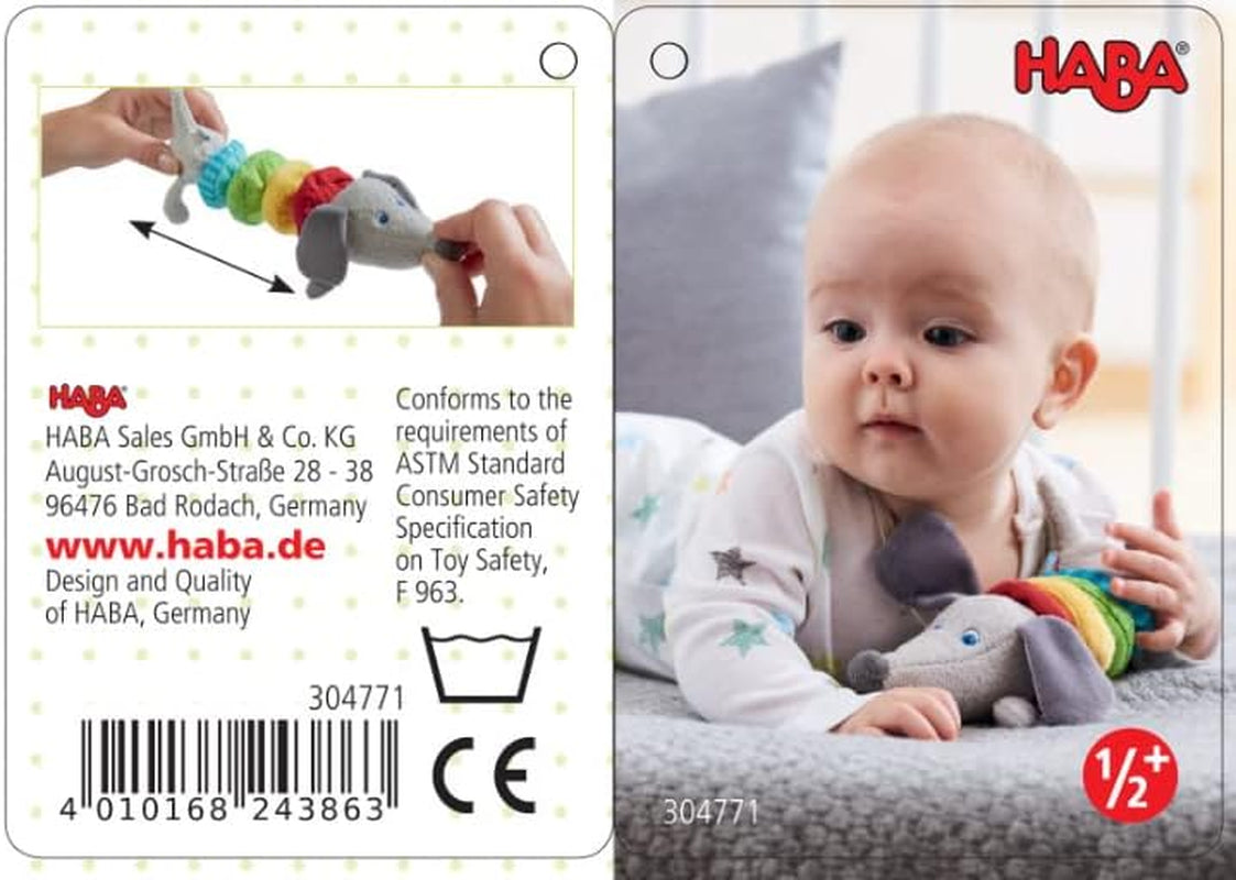 HABA 304771 - Rammelaar teckelfiguur, stoffen babyspeelgoed met rammelaarmotor, speelgoed vanaf 6 maanden Speelgoed Bebe Naty Shop