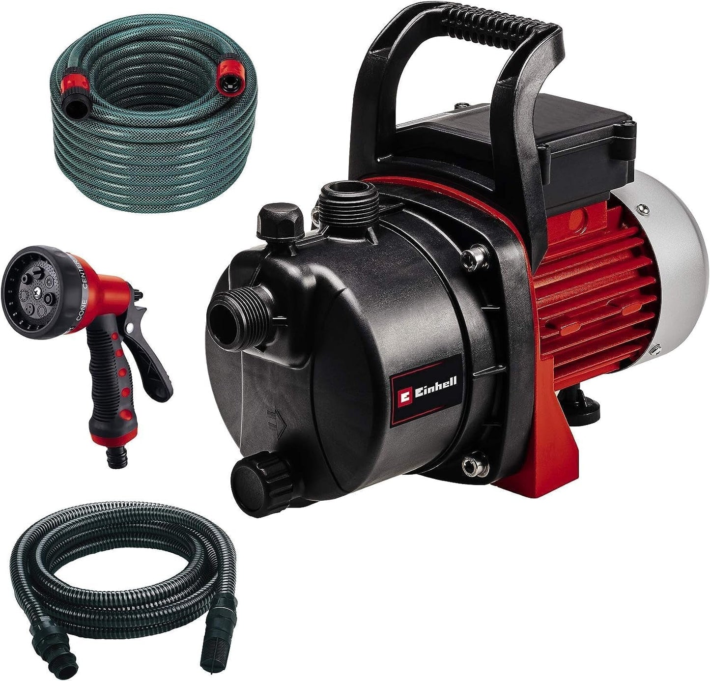 Tuinpompset Einhell GC-GP 6538 Set/I (650 W, max. 3,6 bar, debiet 3800 L/u, watervul-/aftapschroef, incl. 4 m zuigslang + 20 m tuinslang + spuitpistool)