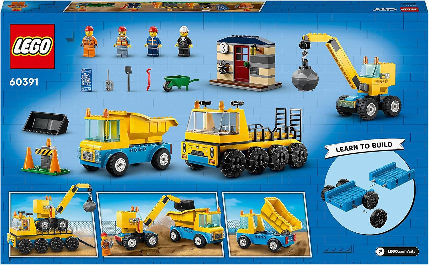 LEGO 60391 City-bouwvoertuigen en sloopkogelkraan, graafmachine, dumptruck en speelgoedtransportvoertuigen, educatief speelgoed voor kinderen vanaf 4 jaar Bouwsets Bekijk de LEGO-Store