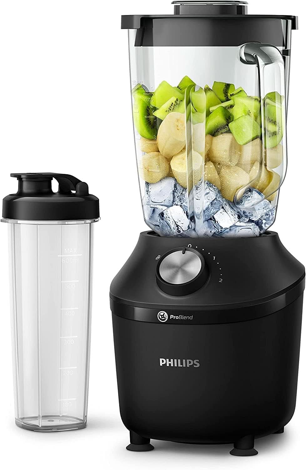 Philips Standmixer en Smoothie Maker – 600W, 2 Liter Becher, Homeid-App, 2 Geschwindigkeitsstufen + Impulsfunctie, Problend, Ice-Crush-Funktion (HR2291/41) Keuken Naty Shop 600 Watt