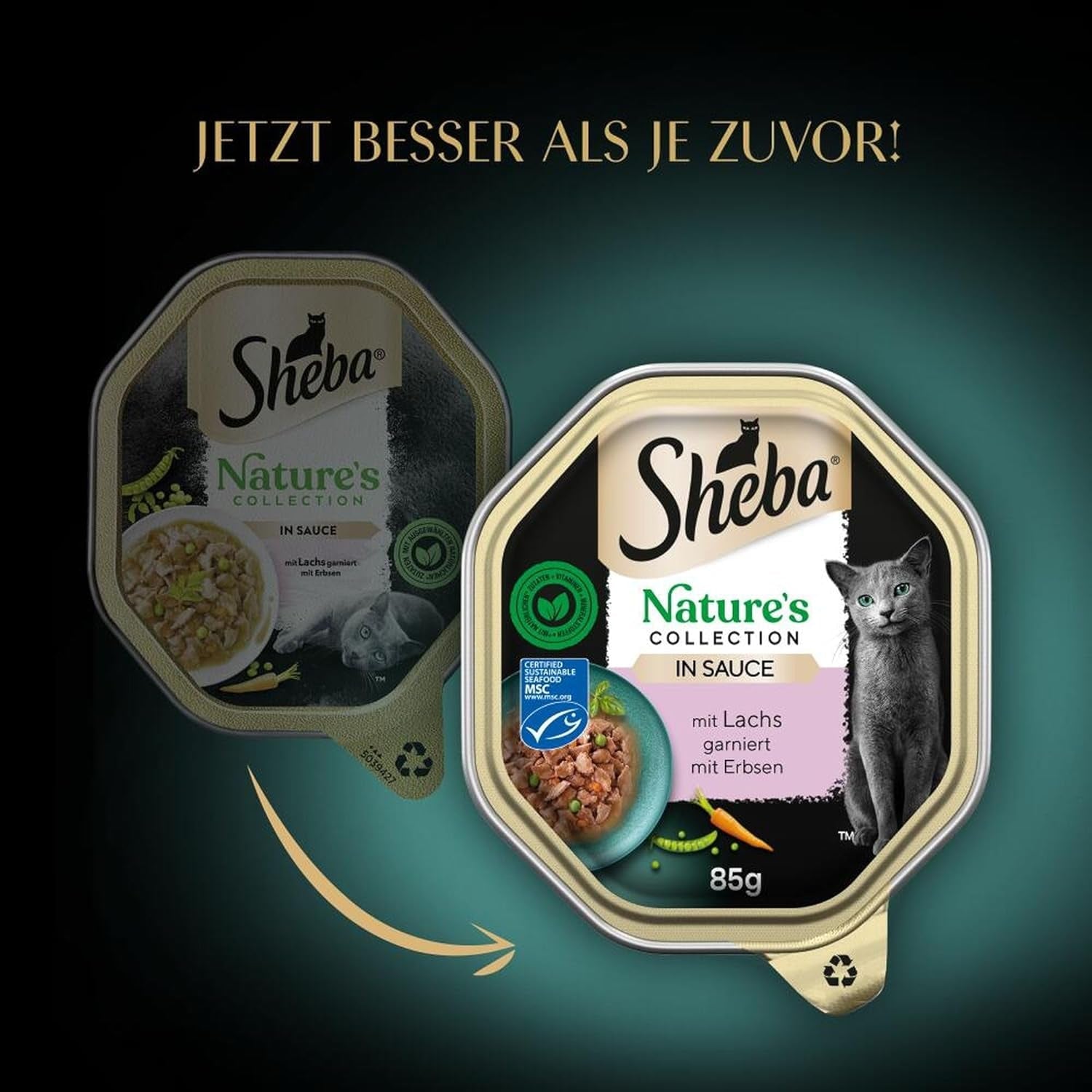 SHEBA Natvoer voor katten, Nature's Collection in zalmsaus, 2 x 11 x 85 g