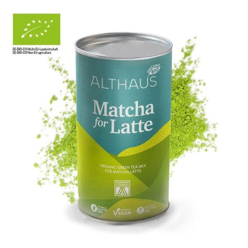 Matcha voor latte Groene theemelange met rietsuiker, 400 g, veganistisch, voor 20 porties