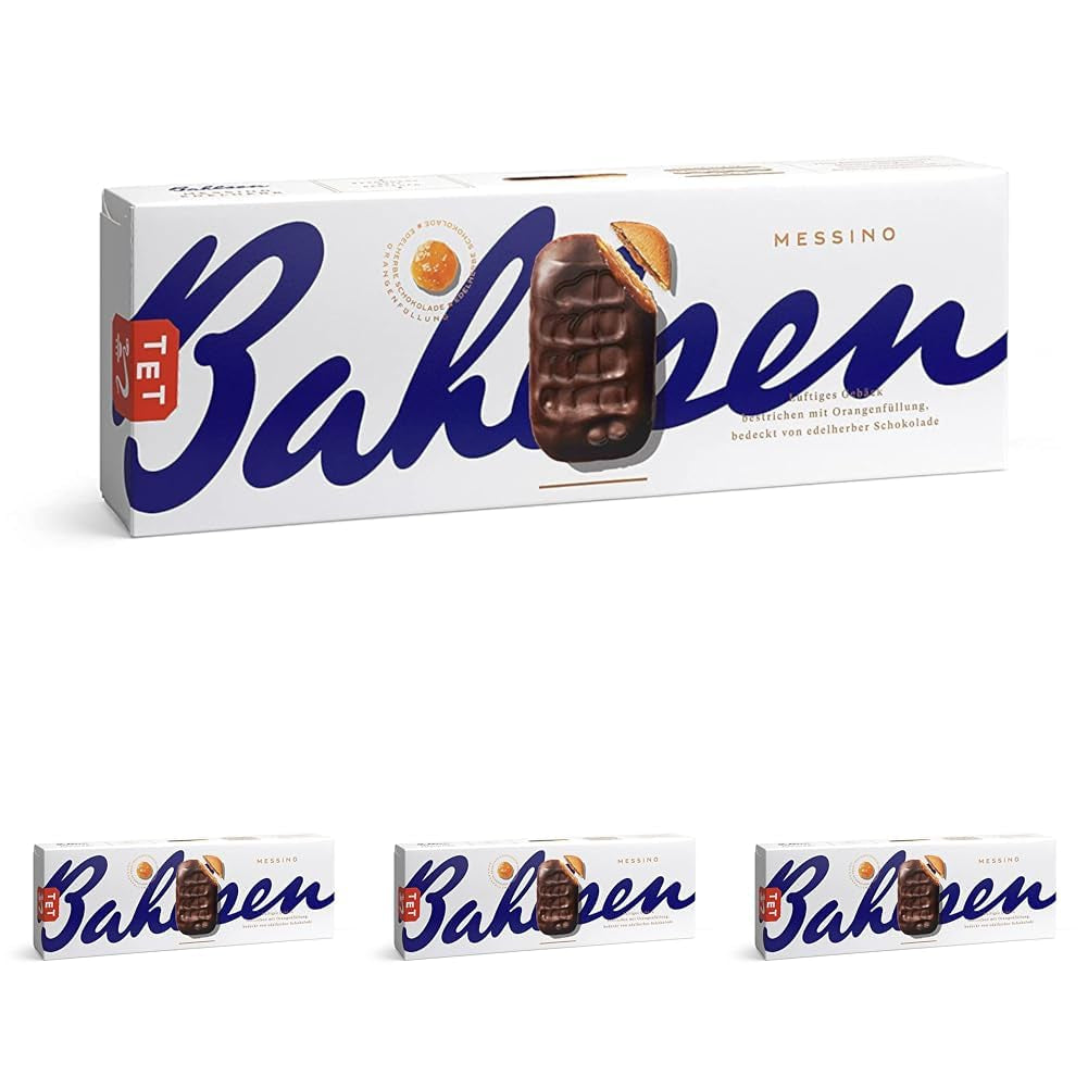 Bahlsen Messino Edelherb - Pak van 4 - Edelherb Chocolade Sinaasappel Vulling Pluizig Deeg (1 x 125g)