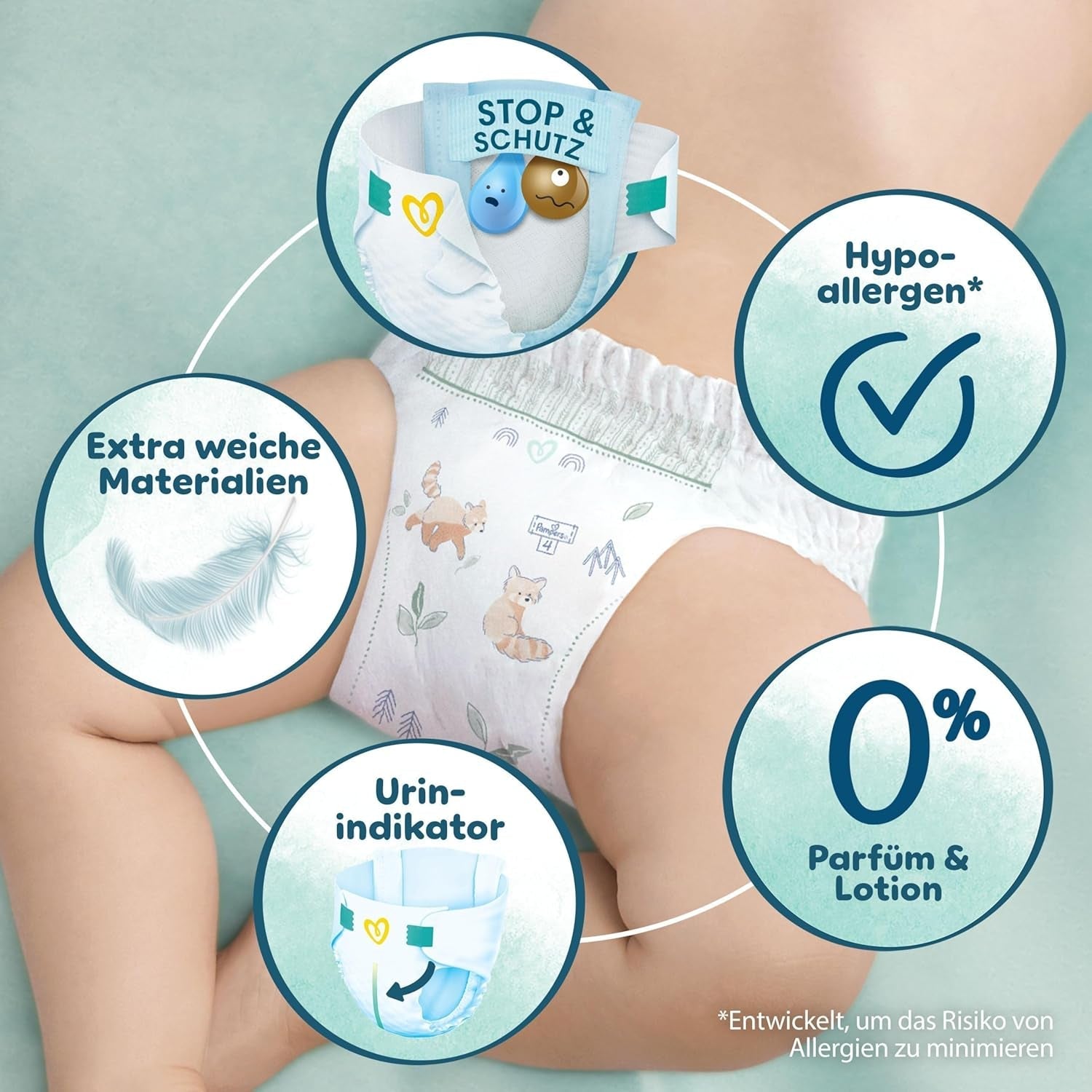 Pampers Harmony luiers maat 2, 204 luiers, 4kg-8kg, zachte huidbescherming met 100% Pampers bescherming
