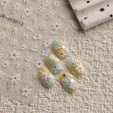 JMEOWIO 3D Nagelsticker Blumen Nail Art Sticker Selbstklebend Nagelaufkleber 5D Stereoskopisch Zomer Frühling Blumen Dekoration Nageldesign Zubehör 4 Blatt