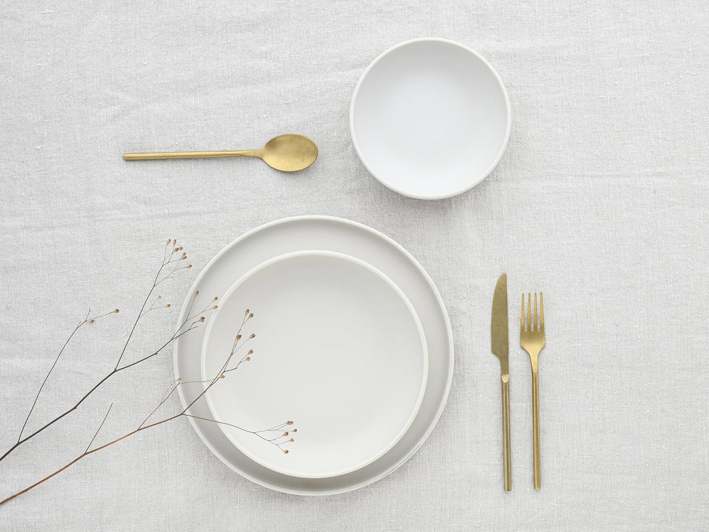 CreaTable, 33065, Uno-serie geel-wit 12-delige serviesset, porseleinen bordenset, vaatwasser- en magnetronbestendig, gemaakt in Portugal