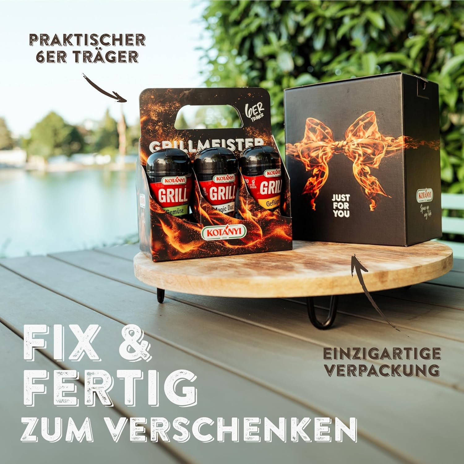 KOTÁNYI Grill Spices Gift Set - 6er Carrier - Cadeaus voor mannen - Grill Zubehör & Spice Set für jedes BBQ - Grill Zubehör inkl. Magic Dust - [Jetzt Geburtstagschenken für Männer bestellen!]