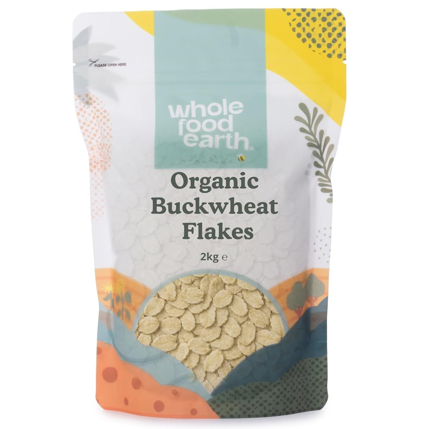 Wholefood Earth Biologische Boekweitvlokken – 3 kg | Ruw | Niet-GMO | Veganistisch | Bron van vezels | Gecertificeerd biologisch