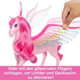 Barbie Pegasus Magic Hide and Seek - Interactief speelgoed met licht en geluid, 10 accessoires, regenboogvleugels, voor kinderen vanaf 3 jaar, HLC41