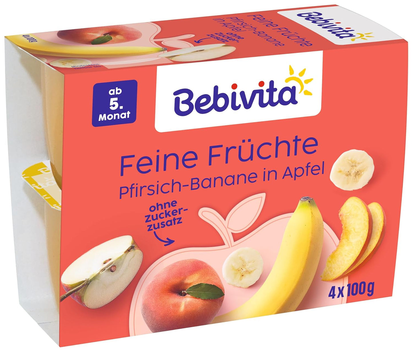 Pfirsich-bananen in Apfel, 6er-pakket (6 x 4 x 100 g)