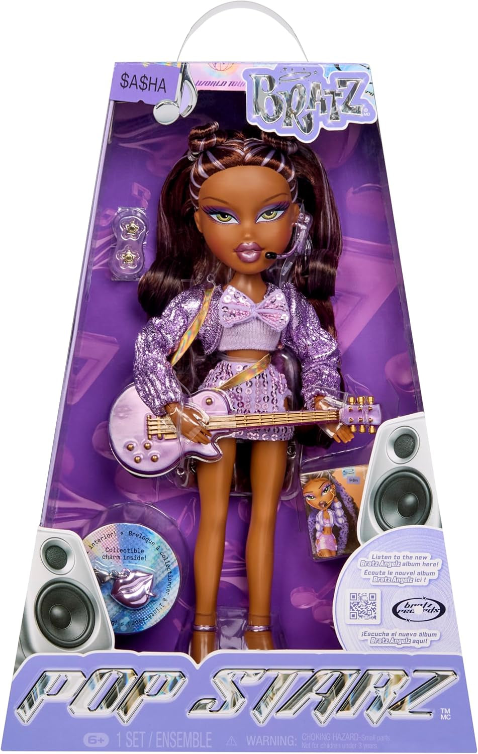 BRATZ Pop Starz Sasha – Modepop met sleutelhanger, outfit en muzikale accessoires om te verzamelen