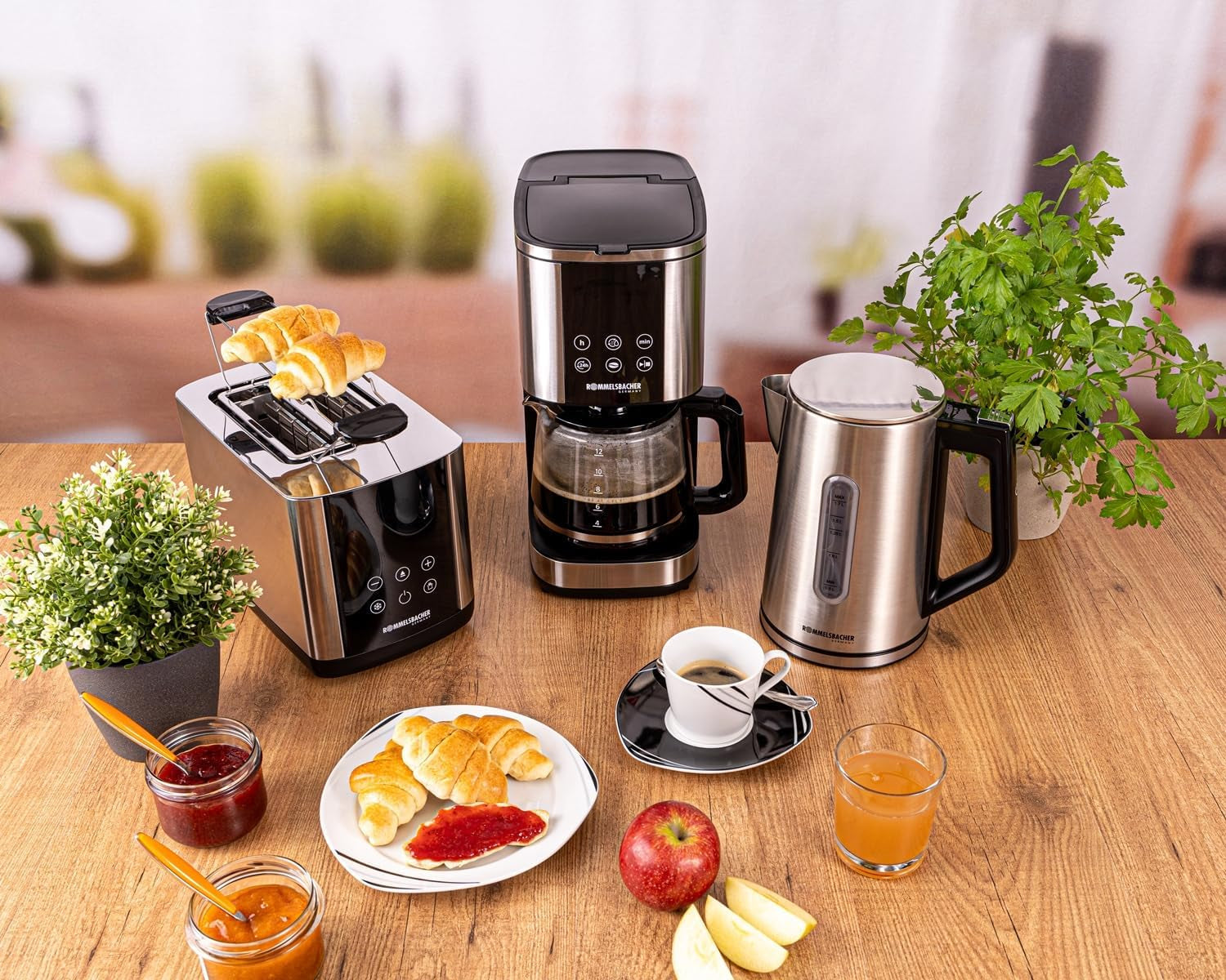 Rommelsbacher FKM 1000 filter-espressomachine - 1,5 liter watertank voor 12 koppen koffie, glazen karaf, uitgestelde start, warmhoudfunctie, aromafunctie, afneembare filterhouder 1x4