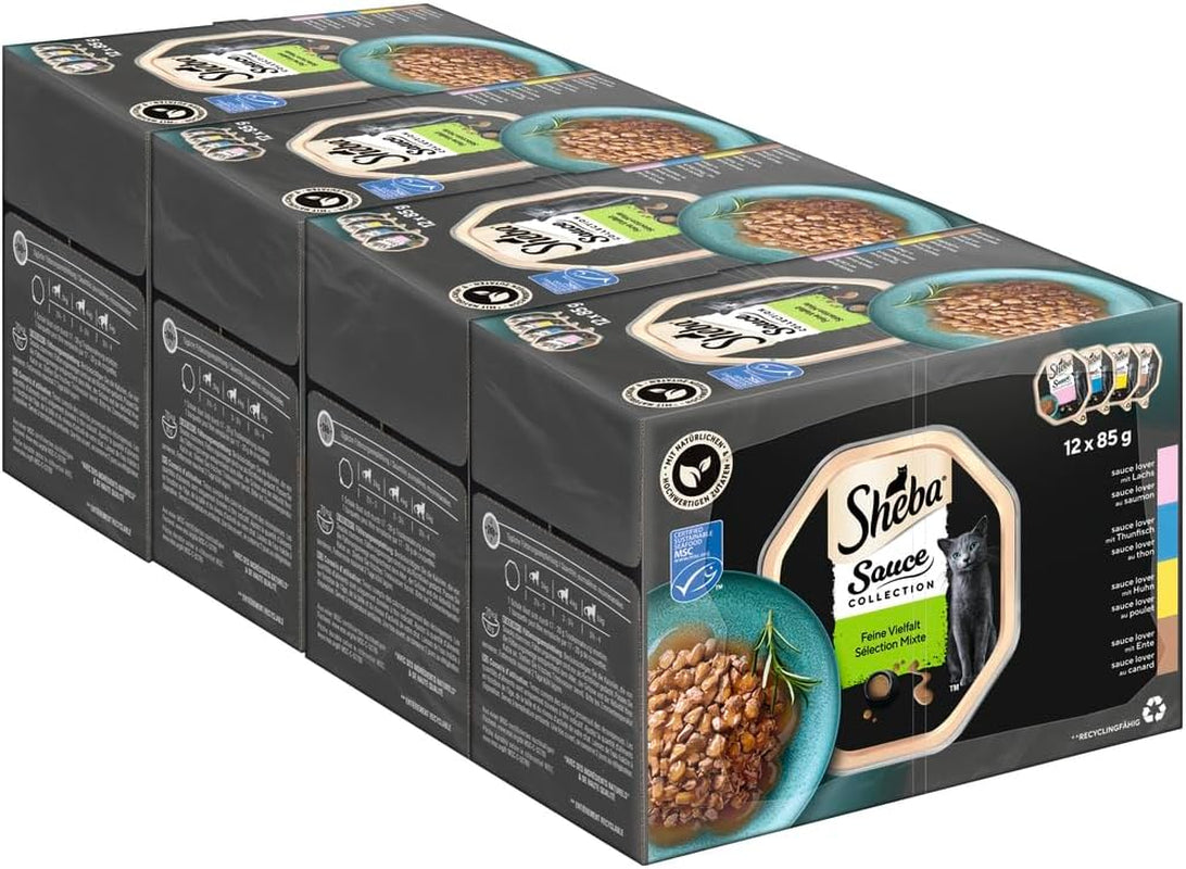 Sheba Sauce Collection Tray Multipack, fijne variant MSC, 4x12x85g