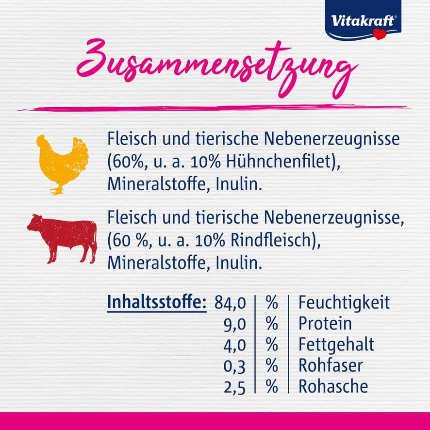 Vitakraft Poésie Délice, Country Selection, Nassfutter Katze, Katzennassfutter Gelee, met kip, met rundvlees (1 pak met 6x 85g)